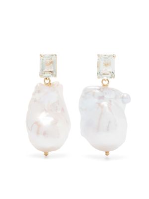 Mateo 14kt yellow gold amethyst and baroque pearl drop earrings