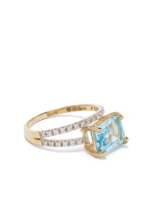 Mateo 14kt yellow gold Point of Focus diamond and topaz ring
