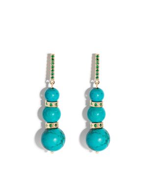 Mateo 14kt yellow gold turquoise and emerald drop earrings