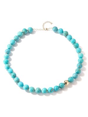Mateo 14kt yellow gold turquoise choker necklace - Blue