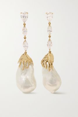 Mateo - 18-karat Gold, Pearl And Diamond Earrings - one size