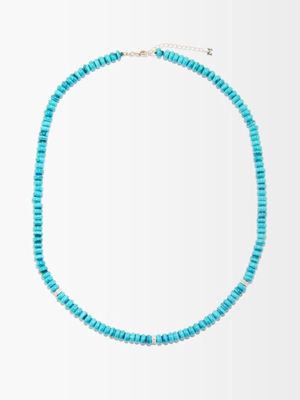 Mateo - Diamond, Turquoise & 14kt Gold Necklace - Womens - Light Blue