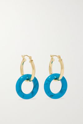 Mateo - Donut 14-karat Gold Turquoise Hoop Earrings - one size