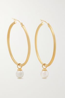 Mateo - Large 14-karat Gold Pearl Hoop Earrings - one size