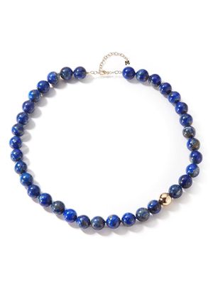 Mateo logo-charm bead-embellished necklace - Blue