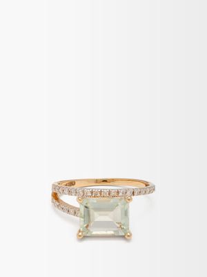Mateo - Point Of Focus Diamond, Amethyst & 14kt Gold Ring - Womens - Green