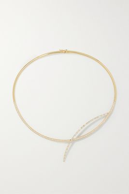 Mateo - Ribbon 18-karat Gold Diamond Necklace - one size