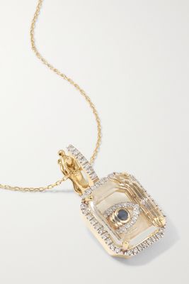 Mateo - Secret 14-karat Gold, Quartz, Diamond And Sapphire Necklace - one size