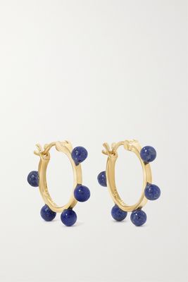 Mateo - Small Dot 14-karat Gold Lapis Lazuli Hoop Earrings - one size