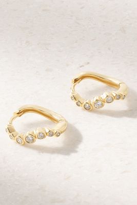 Mateo - Wave 14-karat Gold Diamond Hoop Earrings - one size