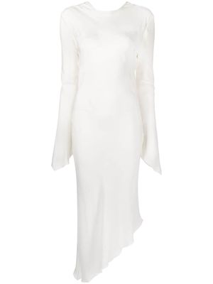 Materiel asymmetric backless sheer dress - White