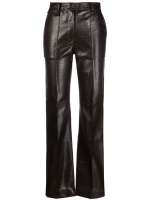 Materiel crocodile-embossed faux-leather pants - Brown