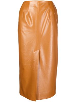 Materiel faux-leather pencil skirt - Brown