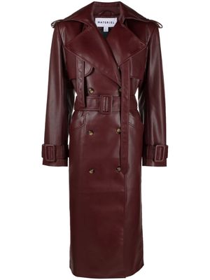 Materiel faux-leather trench coat - Red