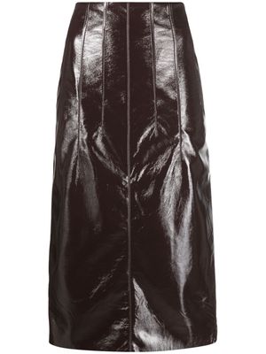 Materiel high-waist vinyl pencil skirt - Brown