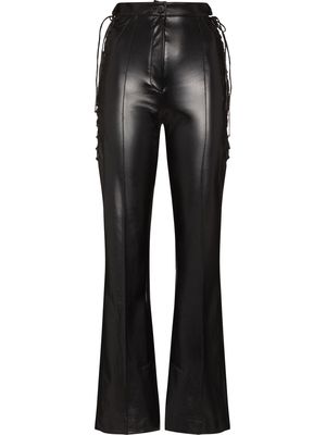 Materiel lace-up high-waisted trousers - Black