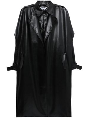 Materiel layered faux leather trench coat - Black