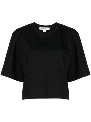 Materiel logo-embroidered crop T-shirt - Black