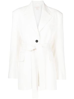 Materiel single-breasted belted blazer - White