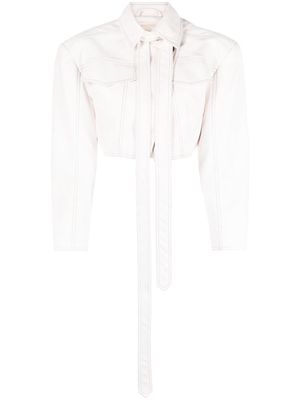 Materiel stitched cropped jacket - White