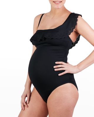Maternity Bloom One-Shoulder Swimsuit