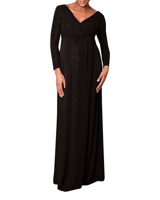 Maternity Isabella Glittery Long-Sleeve Surplice Dress