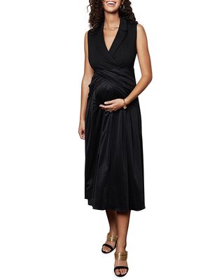 Maternity Meghan Collared Sleeveless Midi Dress