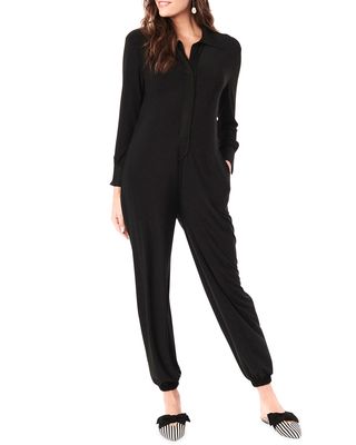 Maternity Tess Long-Sleeve Collared Jumpsuit