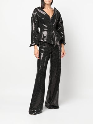 Maticevski sequined high-waist flared trousers - Black