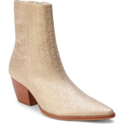 Matisse Caty Western Pointed Toe Bootie in Gold Weave 