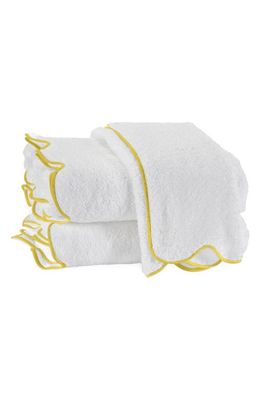 Matouk Cairo Scallop Trim Cotton Hand Towel in Lemon