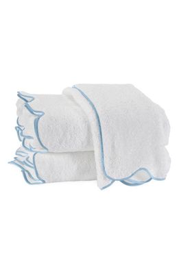Matouk Cairo Scallop Trim Cotton Hand Towel in Light Blue