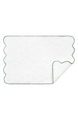 Matouk Cairo Scallop Trim Cotton Quilted Mat in Kelly Green