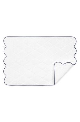 Matouk Cairo Scallop Trim Cotton Quilted Mat in Navy