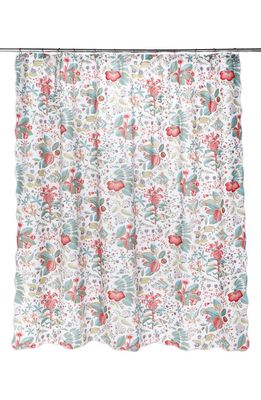 Matouk Luca Pomegranate Print Shower Curtain in Pink Coral