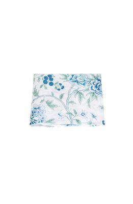 Matouk Simone Floral Print Linen Fitted Sheet in Sea