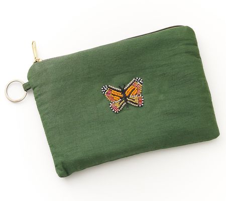 Matr Boomie Butterfly Green Zippered Pouch Cosm etic Bag