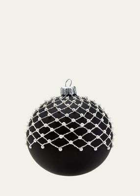 Matte Black Lace Pearl Ball Ornament