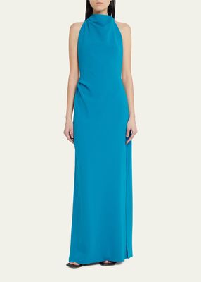 Matte Crepe Backless Maxi Dress with Twist Detail