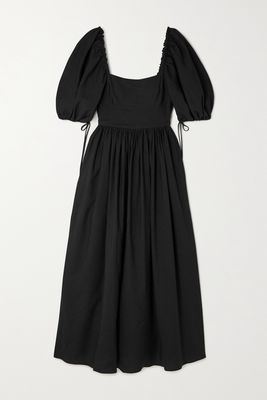 Matteau - Gathered Stretch-linen And Lyocell-blend Maxi Dress - Black