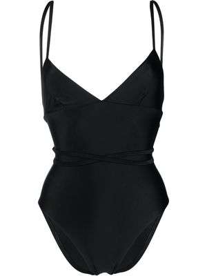 Matteau tie-fastening V-neck one-piece - Black