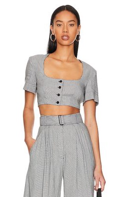 MATTHEW BRUCH Apron Crop Top in Black, White