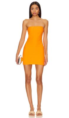 MATTHEW BRUCH Strapless Mini Dress in Orange
