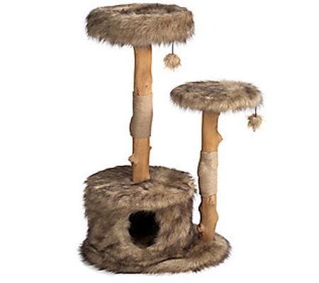 Mau Alba Two Tiered Cat Tree with Luxurious Coz y Cat Hideout