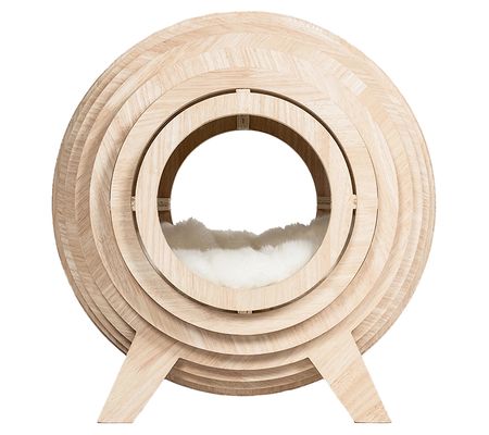 Mau Pets Strato Wooden Cat Cave Bed with Cushio n