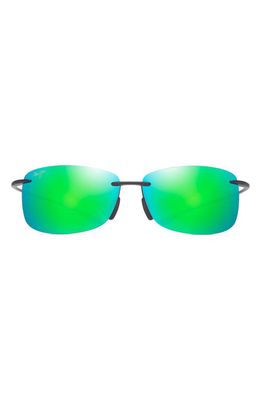 Maui Jim Akau 62mm PolarizedPlus2® Oversize Rectangular Sunglasses in Black Matte