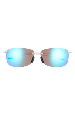 Maui Jim Akau 62mm PolarizedPlus2® Rimless Rectangular Sunglasses in Matte Crystal/Blue Hawaii