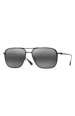 Maui Jim Beaches 57mm Polarized Aviator Sunglasses in Matte Black