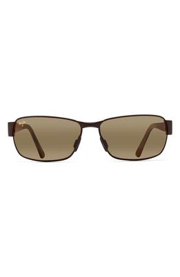 Maui Jim Black Coral 65mm Polarized Oversize Rectangular Sunglasses in Matte Espresso