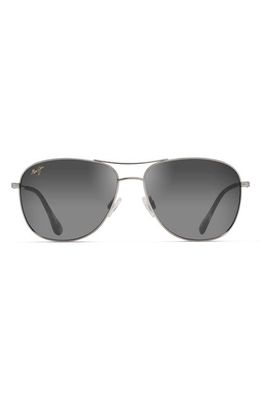 Maui Jim Cliff House 59mm Polarized Aviator Sunglasses in Silver